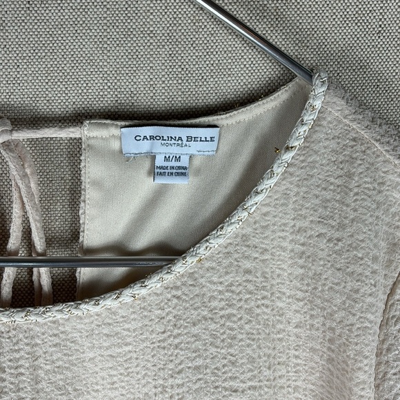 Carolina Belle Montreal > Cream Peplum Short Sleeve Top Medium - Picture 2 of 9